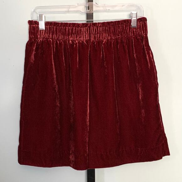 J. Crew Factory Burgundy Velvet Sidewalk Skirt Size 8 - Picture 4 of 6
